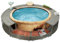 Chaduof Whirlpool-Umrandung, Rund, Grau Poly Rattan, Whirlpool