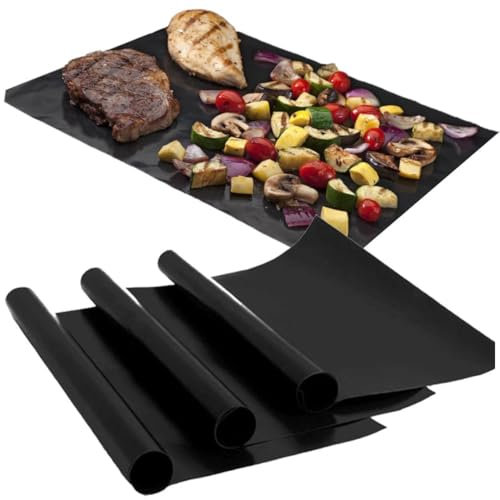Przydasie 3x Teflon Backofen Matte Grillzubehör Antihaft-Teflon Grillmatte 40 x 33 cm für Holzkohle Elektrogrill Backmatten Untere Backofen-Abdeckmatte Universal teflon ofen herdmatte