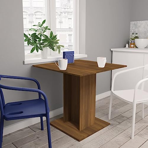 Willood Esstisch Küchentisch Esszimmertisch Speisetisch Tisch Säulentisch Restaurant Esszimmer Küche Wohnzimmer Braun Eichen-Optik 80x80x75 cm Holzwerkstoff