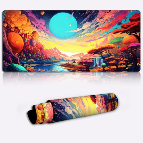 CHTXD Tastatur- und Mauspad, Farbe: Anime-Kunst, XXL-Mauspad (89,9 x 39,9 x 0,3 cm), erweitertes Mauspad, weiches Mauspad für Produktivität im Büro