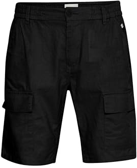 Blend Herren Cargoshorts aus Leinenmix Shorts Kurze Hose mit Eingrifftaschen Gürtelschlaufen Regular fit, Größe:XL, Farbe:Black (194007)