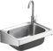 lavello Sospeso In Acciaio Inox Piccolo Lavandino Parete Cucina con Dell'acqua Calda e Fredda Rubinetto Vasca Singola Lavabo di Utilità, Per lavanderia bagno