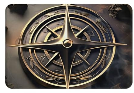 DRGFCXE Fußmatte mit magischem Runenkompass, für den Innen- und Außenbereich, 40,6 x 61 cm, Gummi, rutschfeste Matte für Badezimmer, Dusche, Küche, Garage, moderne Dekoration