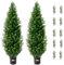 VEVOR 48 inch Tall (2 Pieces), with Extra Leaves & Pot Faux Evergreen Fake Pine Cypress Trees Plant, UV Rated Artificial Greenery Set for Home Decor Indoor/Outdoor, Green, 380 x 380 x 1230 mm