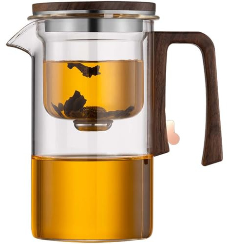 Enchantipot Magic Tea Pot - Clear Glass Teapot with Infuser & Heat-Resistant Strainer (720ML)