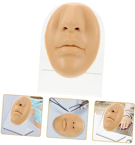 Baluue Modèle De Visage Simulé Pour Perçage Nez Et Bouche Avec Support Partie Anatomique Flexible Pour Entraînement Piercing Professionnel