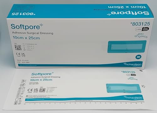 Softpore Adhesive Surgical Dressing 10cm x 25cm - Pack of 10 | Soft, Breathable, and Absorbent Wound Care for Post-Operative and Minor Injuries