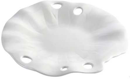 KNUFENG White Ceramic Appetizer Plate, Leaf-shaped Salad Plate, Serving Plate for Pasta, Dessert, Cold Dishes, Scratch-resistant, Stackable(Size:26.5 * 26 * 3CM)