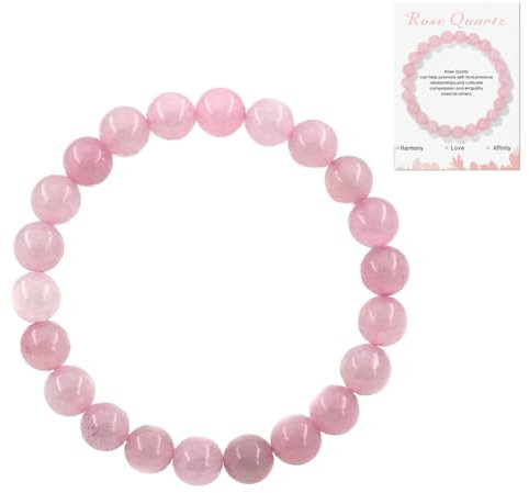 BIRLOZA Bracelet Quartz Rose Bracelet Perles Pierre Naturelle Lithotherapie en 8mm Élastique Bracelet Homme et Femme