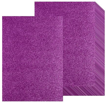 20 Blatt A4 lila Glitzer-Kartonpapier, dickes Glitzer-Bastelpapier, 250 g/m², glitzernder Karton für Scrapbooking, Bastelarbeiten, Grußkarten, Hochzeit, Geburtstag, Party-Dekoration (lila)