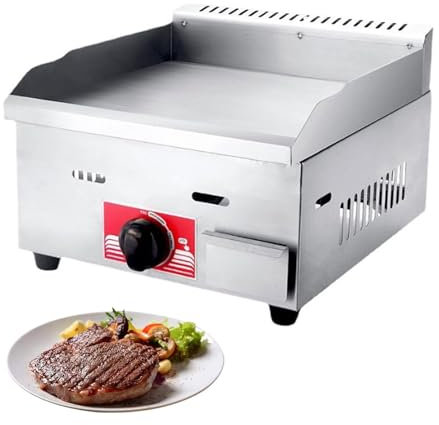 XSDAJSD Kommerzielle Gas-Grillplatte für die Arbeitsplatte – Bratpfanne mit Flacher Oberseite und Einstellbarer Temperatur für Catering im Freien – Küchen-LPG-Gasgrill