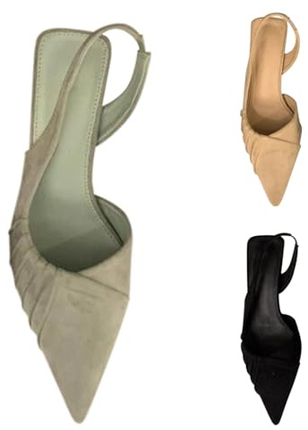 Women's Slingback Heels Pump Closed Pointed Toe Kitten Heels Slingback Sandals Dress Wedding Party Shoes size 5 Warehouse Clearance 002_Mint Green