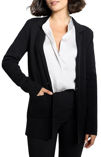 NIC+Zoe Women's Elegant Knit Blazer Casual, Black Onyx, M