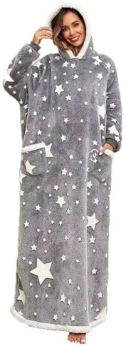 iyoimono Hoodie Decke für DamenHerren Flanell Fleece Oversized Weich Pullover Sweatshirt Kuscheldecke Flauschige Sherpa TV-Decke mit Ärmeln Übergroße Kapuzen Pullover Tragbar Ganzkörperdecke
