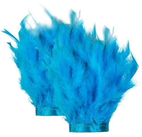 Hperu 2 Stück Handgelenkmanschetten, Blaue Federn, Armband, Armwärmer, DIY-Zubehör für Frauen, Party, Halloween, Kostüm, Cosplay – Blaue Federn