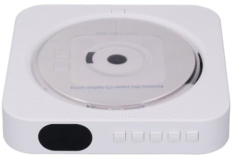 XUMIUZIY CD-Player, Tragbare Fernbedienung, Schutzhülle mit Immersivem Basslautsprecher, Wandmontage, CD-Player für Unterrichtsmaterialien von Schülern und Englischlernen, Unterstützt (White)