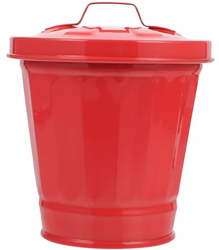 Milisten Mini Poubelle de Table Corbeille Compacte et Pratique en Fer avec Couvercle, Bac de Stockage des Débris Multifonctionnel pour Bureau et Pot de Fleurs