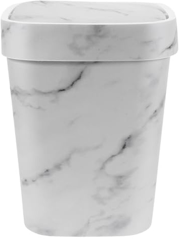 TOYANDONA Poubelle à Motif Marbre Blanc avec Couvercle Basculant Grosse Capacité Poubelle Carrée Cuisine Salon et Salle de Bain Bac à Déchets Résistant et Multifonction Seau à Ordures