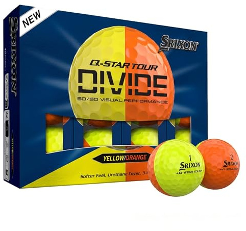 Srixon Q-Star Tour Divide – Zweifarbige Urethan-Golfbälle, Ideal für Damen | Weiches Schlaggefühl, optimierte Weite | FastLayer Core mit 74 Kompression | Geschenkidee für Golfer | 12er-Pack