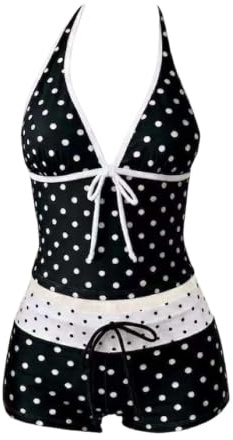 Maillot Bain Femme 2 Pieces Tankini avec Imprimé à Pois Rétro Y2K Tankini Bas Maillots Ventre Plat Haut Femme Maillot Bain élégant vêtements Plage Loisirs Short Été Plage Piscine