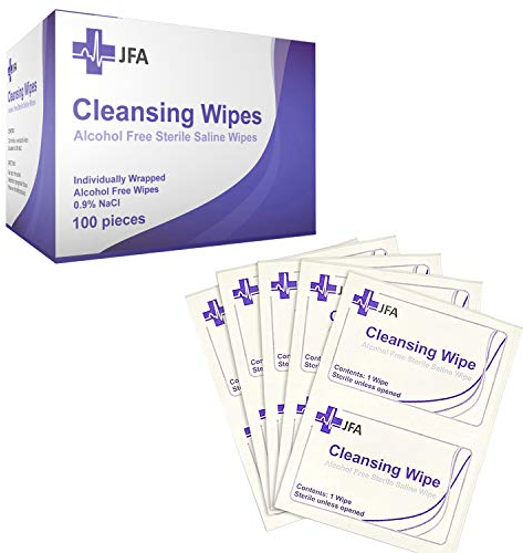 JFA Sterile Saline Wound Cleansing Wipes - Pack of 100