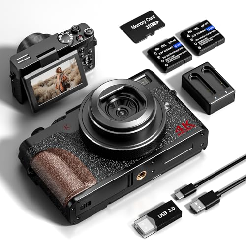 NBD Appareil Photo numérique 4K, Caméras 56MP pour la Photographie, Caméra Vlogging pour Youtube avec Zoom 16X, Arte SD 32GB 2406 (Vert)