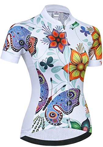 Radtrikot Frauen Mountain Bike Trikot Shirts Kurzarm Rennrad Kleidung MTB Tops Sommer Sommer Kleidung Schmetterling weiß Größe XL