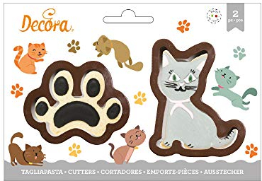 Decora 0255210 Set 2 CORTADORES EN PLASTICO Gato Y Huella, Surtido