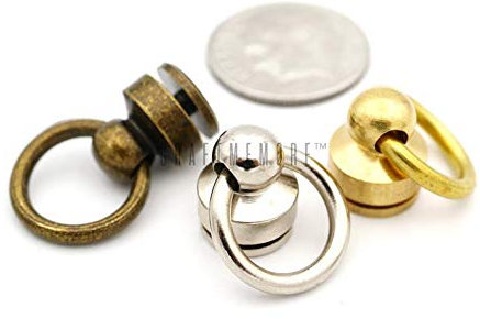 CRAFTMEmore Geldbörsen-Kettenverbinder aus massivem Messing mit Schraubverschluss O-Ring Concho Leder Handwerk Zubehör 2 Stück Inside O-Ring 3/8 Natural Brass