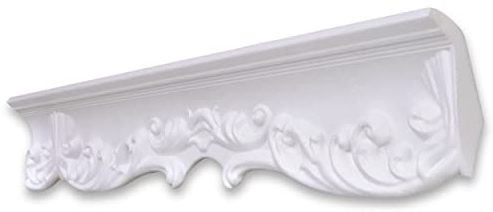 Decosa Stuckleiste G40 Giuseppina - Edle Deckenleiste in Weiß - 10 Leisten à 2 m Länge = 20 m - Zierleiste aus Styropor 55 x 85 mm - Für Decke oder Wand