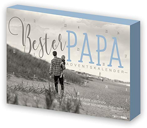 itenga Adventskalender Bester Papa für Männer modernes Design grau blau Strand gefüllt mit 24 Überraschungen für den Mann