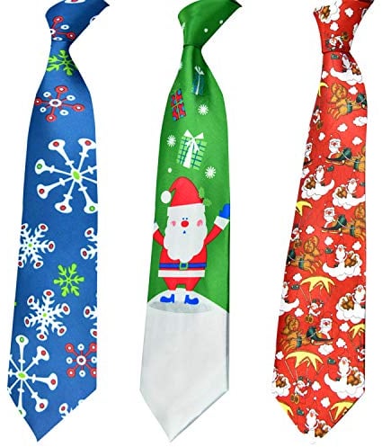 HOWAF 3 Stücke Lustig Weihnachtskrawatte Herren Männer Schneeflocke Weihnachtsmann Weihnachtskrawatte für deko Weihnachten Kostüm Zubehör Herren Geschenk