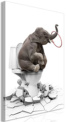 murando - Wandbilder Lustiges Elefantenmotiv 20x30 cm 1 tlg - Wand Deko Vlies Leinwand Bilder Groß Wanddeko Wohnzimmer Schlafzimmer Kunstdrucke - Tiere Abstrakt Zirkus Toilette g-C-0277-b-a