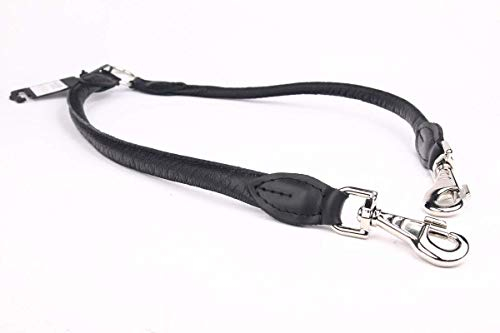 Koppelleine, Verteiler 387 Echt-Leder auf 2 Hunde ø12mm/40cm schwarz
