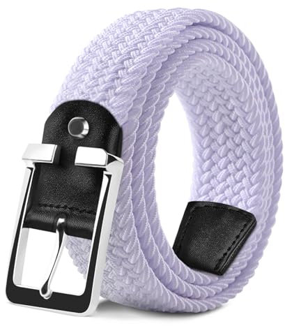 LAKIDAY Flechtgürtel aus Stoff, Elastischer Stretchgürtel für Damen und Herren Weiß-2 105 cm Hochwertig & Bequem Breite 3.5 cm