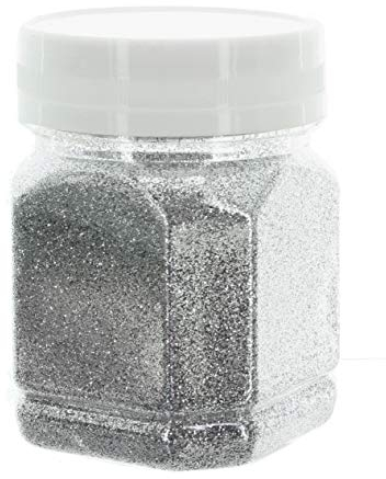 MIK funshopping Schimmernder Glitzerpuder Glitzer-Pulver zum Basteln und Verzieren von Karten, bunter Glitter für Dekoration, (Silber 115g Dose)