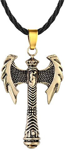 Axe Necklace for Men, Nordic Viking Axe Pendant Necklace with 19.7” Chain, Vintage Warrior Battle Axe Necklace, Retro Axe Totem Amulet Necklace, Punk Jewelry Gift for Men Boys (Gold)