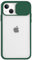 Mixroom - Cover Custodia per Apple iPhone 13 Protezione Fotocamera con finestrino Scorrevole in Silicone TPU Semi Trasparente Verde Scuro