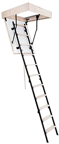 Bodentreppe Speichertreppe Gedämmte Dachbodentreppe U=1,22 W/m2K Mini Thermo Metall Raumhöhe 265cm Wärmegedämmt Metallleiter (100x60)