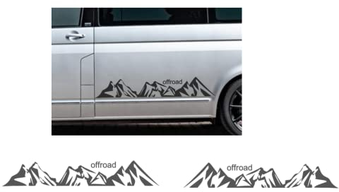 Generisch 2 Stück Berg/ALM Auto Aufkleber inkl. Schriftzug Offroad, Gebirge Grafik, Silhouette, (319/7) (dunkelgrau matt, 120 x 22 cm)
