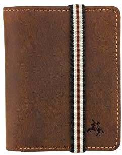 Visconti Arrow Elastic Closure Bi Fold Real Leather Wallet Card Holder RFID (Oil Tan BN2)