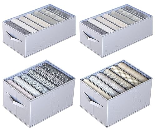 Organizador Armario 4 pcs Organizador Ropa de Tela Cajas Almacenamiento Plegable Para Almacenar Jeans,Suéter,Camisetas, Organizador Armario Ropa Separadores De Cajones 25cm*34cm*20cm*6 | 17*34*12cm*7
