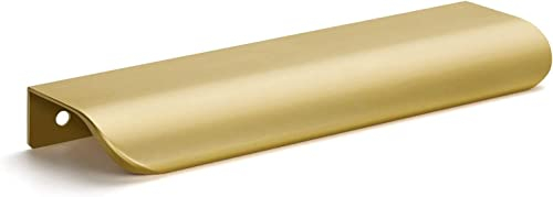 goldenwarm 10pack Gold Cabinet Handles 128mm Gold Kitchen Handles for Drawer Finger Edge Pulls Brushed Brass Pulls