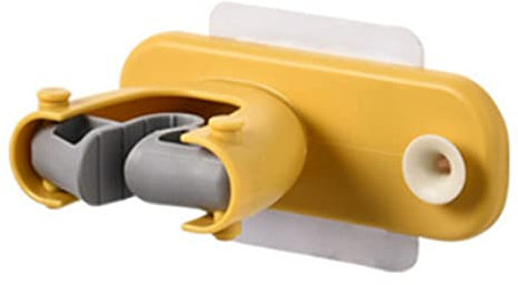 Saterkali Mop Organizer Keep Tidy Punch-free Sturdy Multi-use Broom Brush Organizer Rack Yellow