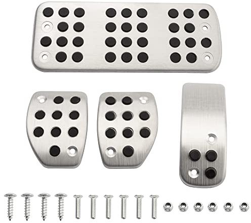 Konuooer Kit de pédales pour Peugeot Frein Gaz Embrayage Foot Pad Ensemble de quatre pédales avec vis de montage pour 207 301 307 208 2008 308 408 CC/ C3 C4/ DS3 DS4 DS6