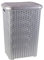 AC - Cesto para ropa sucia con tapa y asas - Estilo Rattan - Fabricado en españa - Cubo pongotodo para colada - Diseño imitación mimbre - Capacidad 60 Litros - 61,5 x 42,5 x 34 cm - Color Plata
