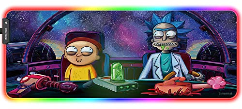 Bimormat Anime RGB Gaming Mauspad,800x300x3mm Groß Mousepad XXL,LED Schreibtischunterlage mit Rutschfester Gummibasis und Haltbaren Genähten Kanten für Personalisierter Gamer(80x30 FGdrive)