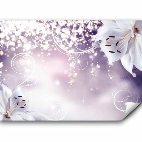 murando Fototapete Premium-Vlies Blumen 450x315cm Foto Tapete Schlafzimmer Wohnzimmer Vliestapete XXL Motivtapeten Bildtapete 3d Effekt Wand Dekoration Flur Lilien Lila Abstrakt Ornament Bokeh