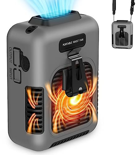 40Hours Cooling-Waist Fan Rechargeable,Urltra-Light Personal Wearable Air Conditioner Under Shirt Fan & Lanyard,8000mAh Belt Clip on Waist Portable Cooling Fans,Portable Body Fans that Blow Cold Air
