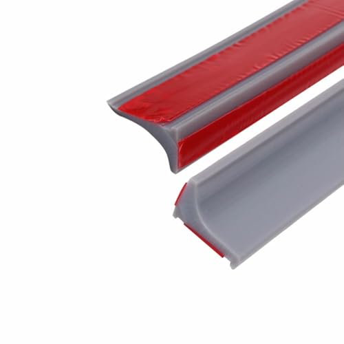 1M Bande d'étanchéité Silicone Seuil de Douche Barrière d'eau Barriere De Douche Barrage d'eau pour Bordure de Bain Comptoir Evier, Gris (Deux côtés adhésifs)